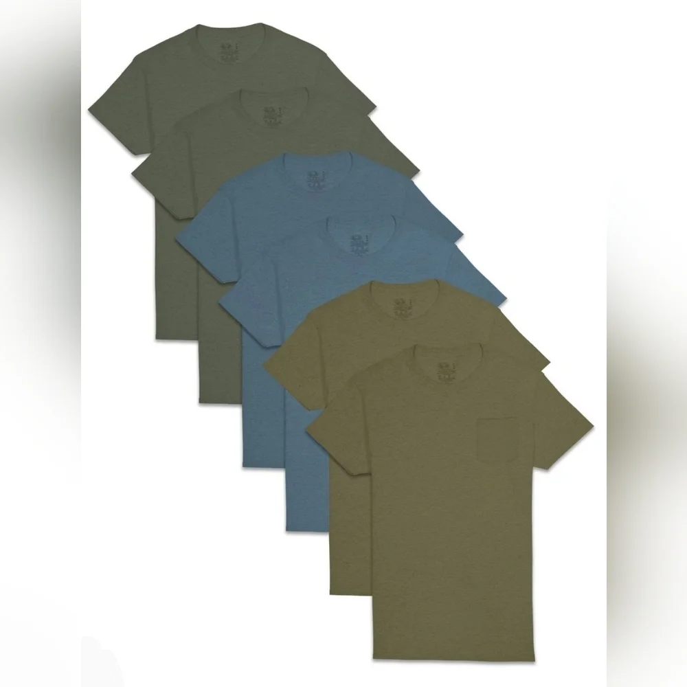 Fruit of the Loom 6 Pack Pockless Tees Size Medium